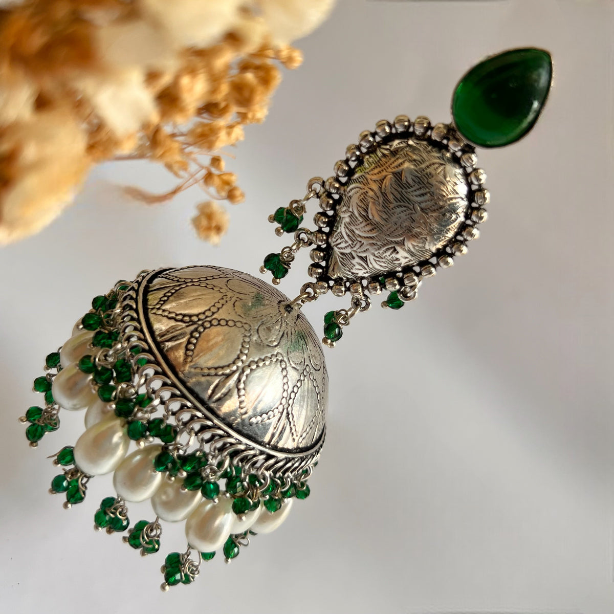 JONIDA SILVER LOOK ALIKE HANDMADE JHUMKAS ER578