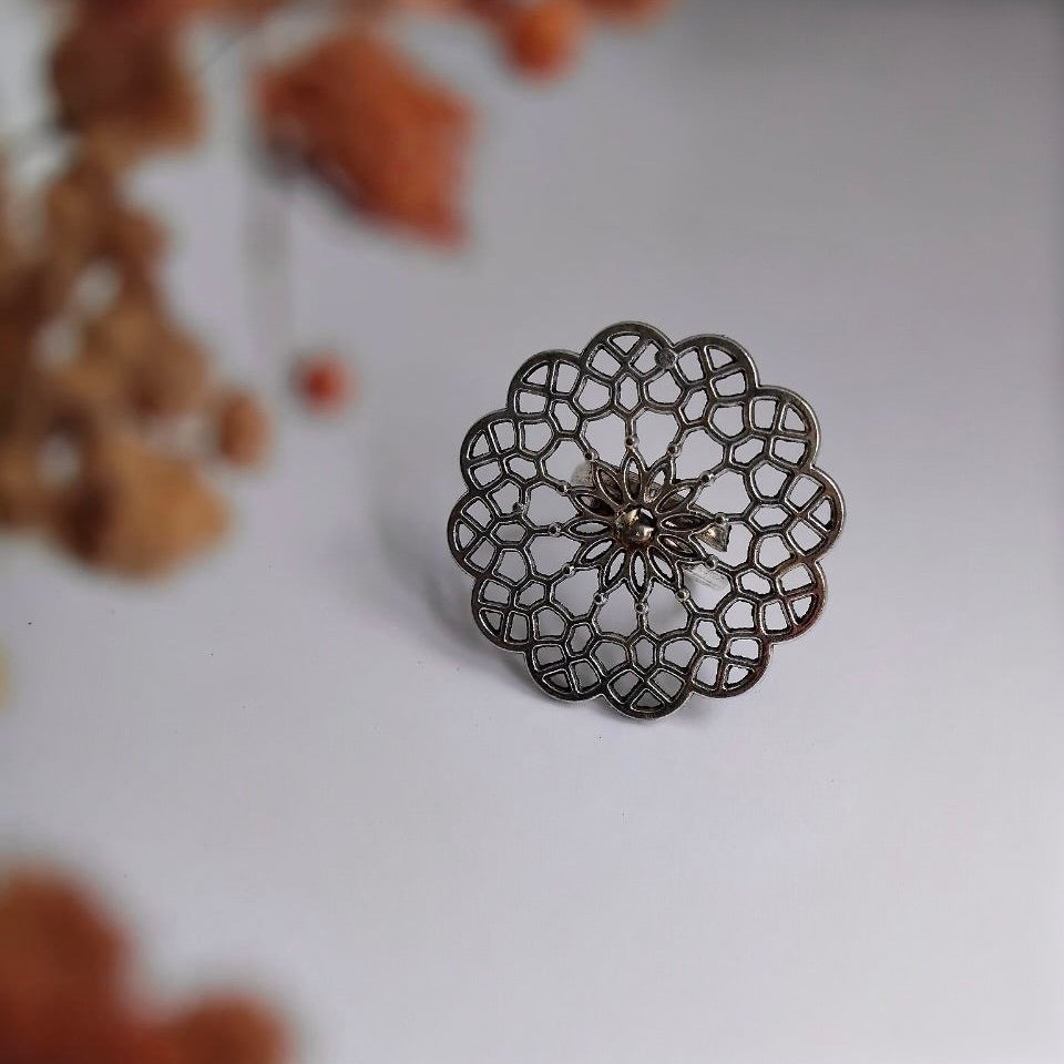 SHINARA OXIDIZED FINISH STONE RING R92