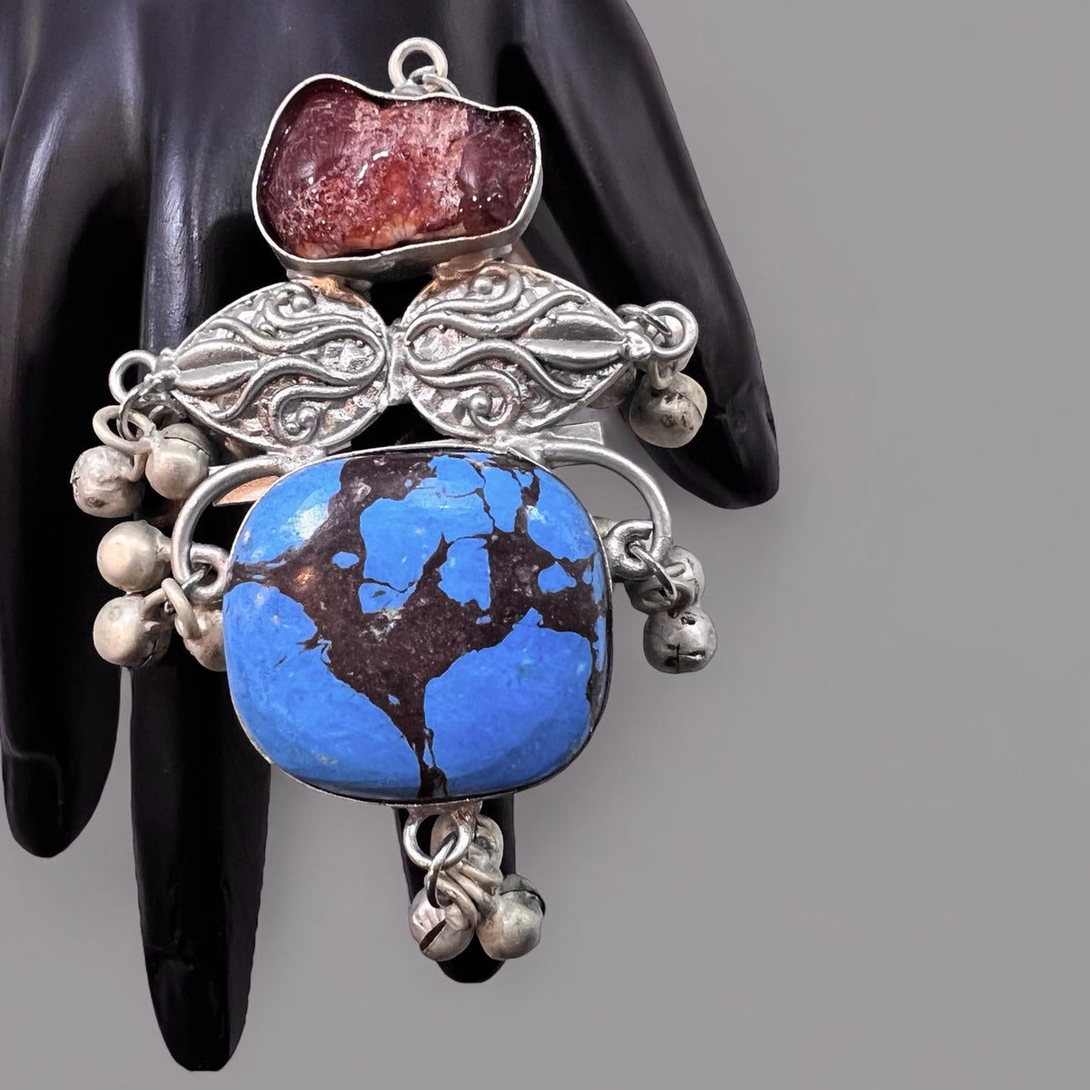 SUNAYA PREMIUM HANDMADE NATURAL STONES SILVER POLISH RING R55