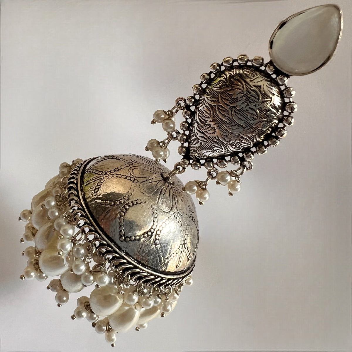 JONIDA SILVER LOOK ALIKE HANDMADE JHUMKAS ER578