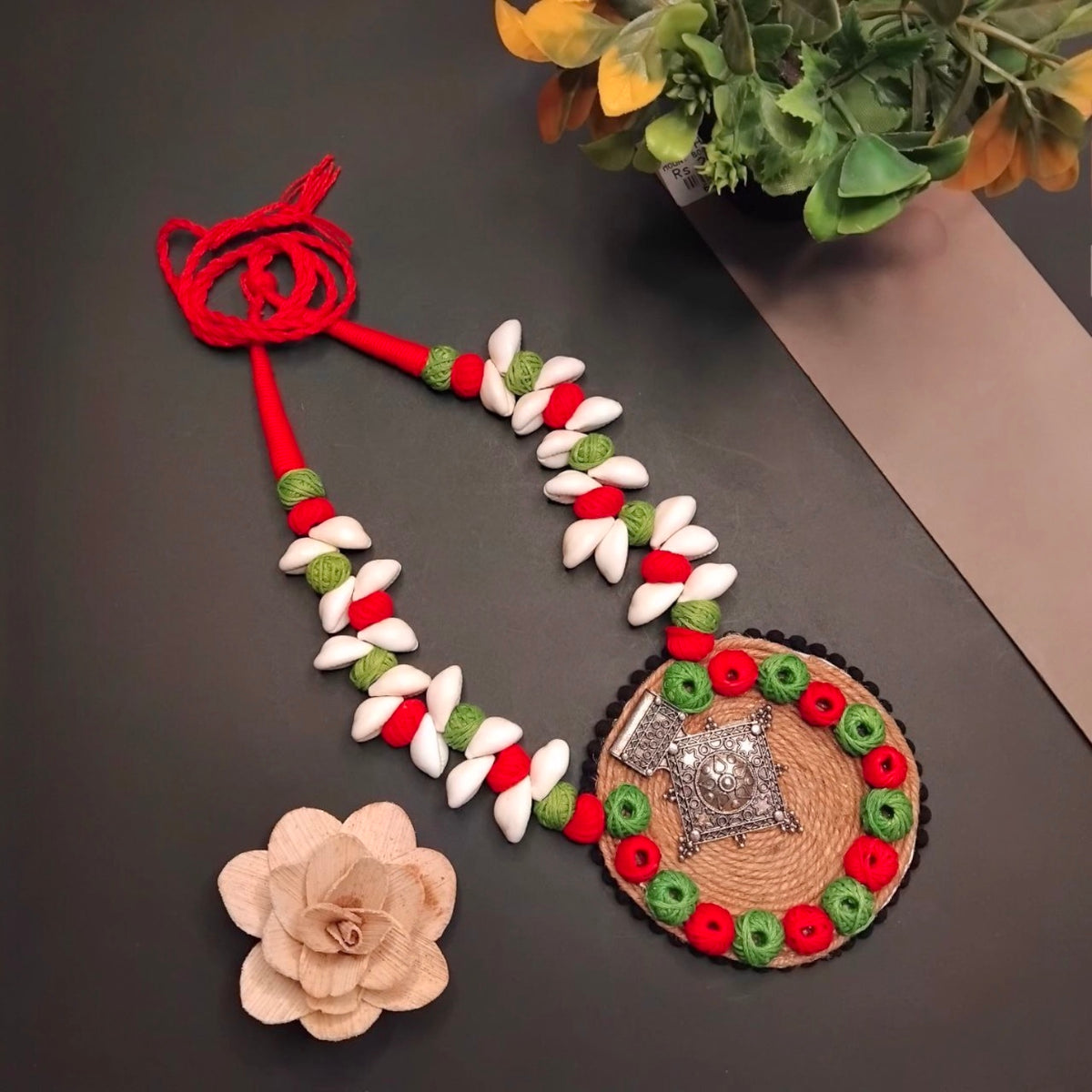 APSARA FABRIC AND BEADS HANDMADE AND HANDSTICHED MALA/ NECKPIECE ML95