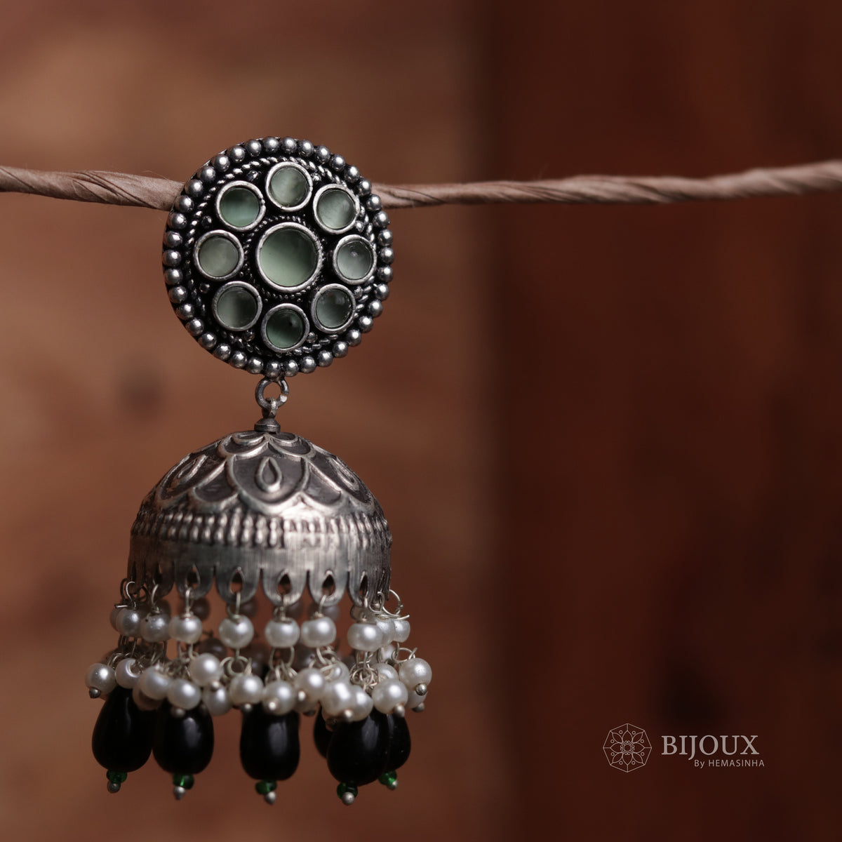 CIRCLE DELIGHT SILVER LOOK ALIKE SEMI-HANDMADE JHUMKAS ER31