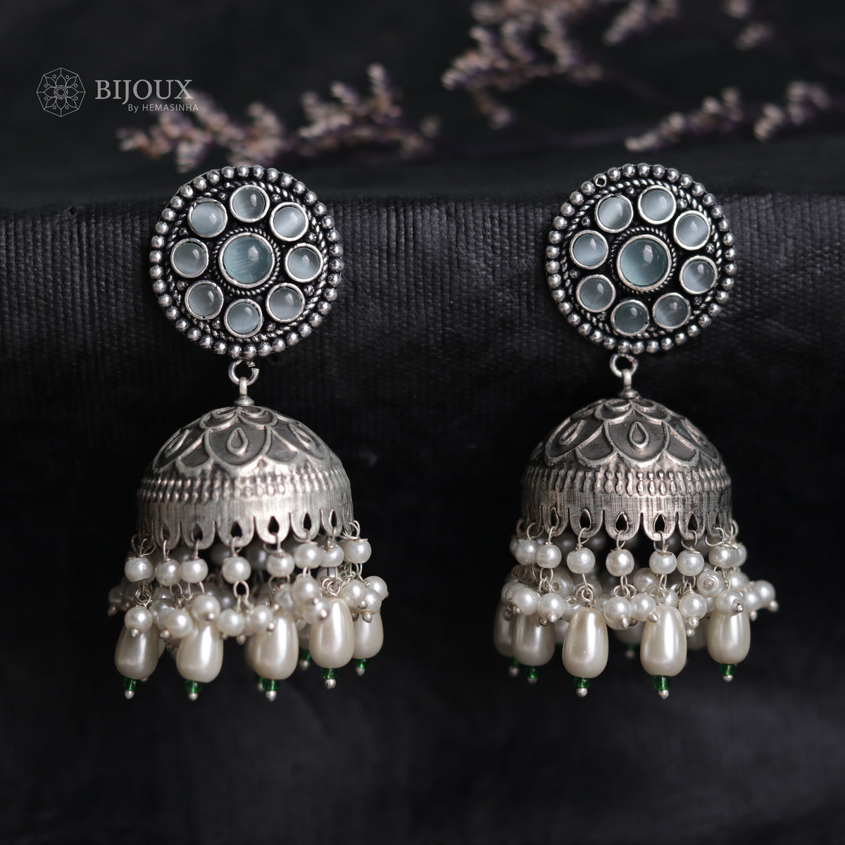 CIRCLE DELIGHT SILVER LOOK ALIKE SEMI-HANDMADE JHUMKAS ER31