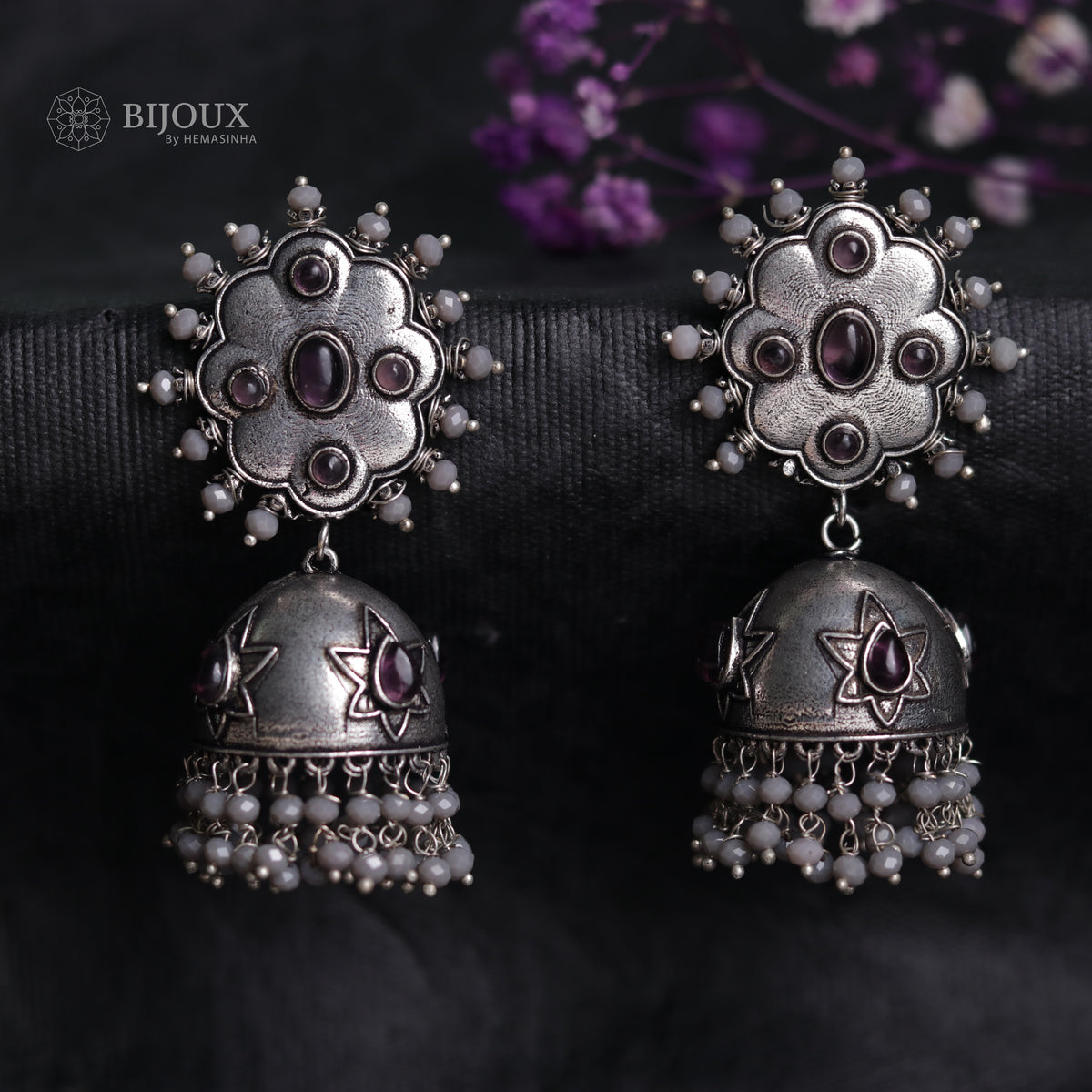 OXIDIZED TWIST SEMI-HANDMADE JHUMKAS ER32