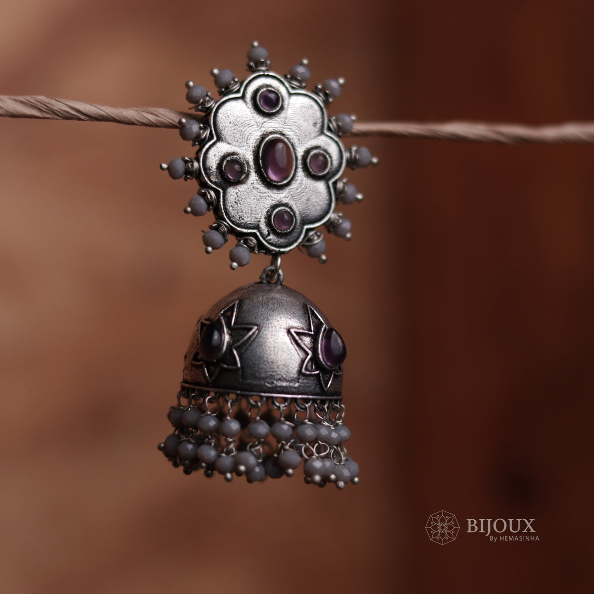 OXIDIZED TWIST SEMI-HANDMADE JHUMKAS ER32