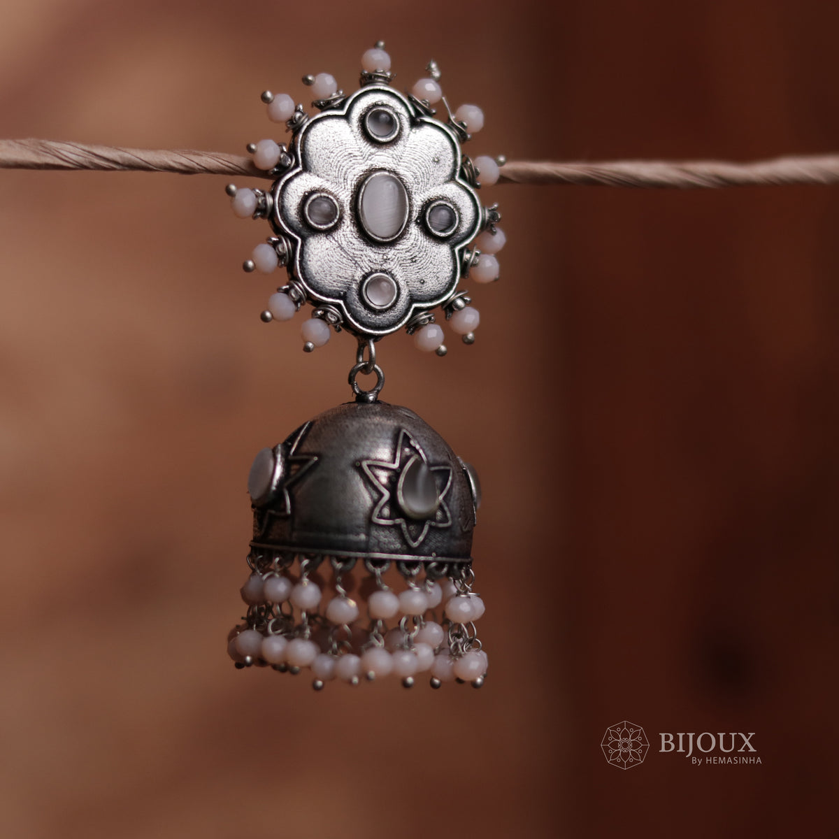 OXIDIZED TWIST SEMI-HANDMADE JHUMKAS ER32