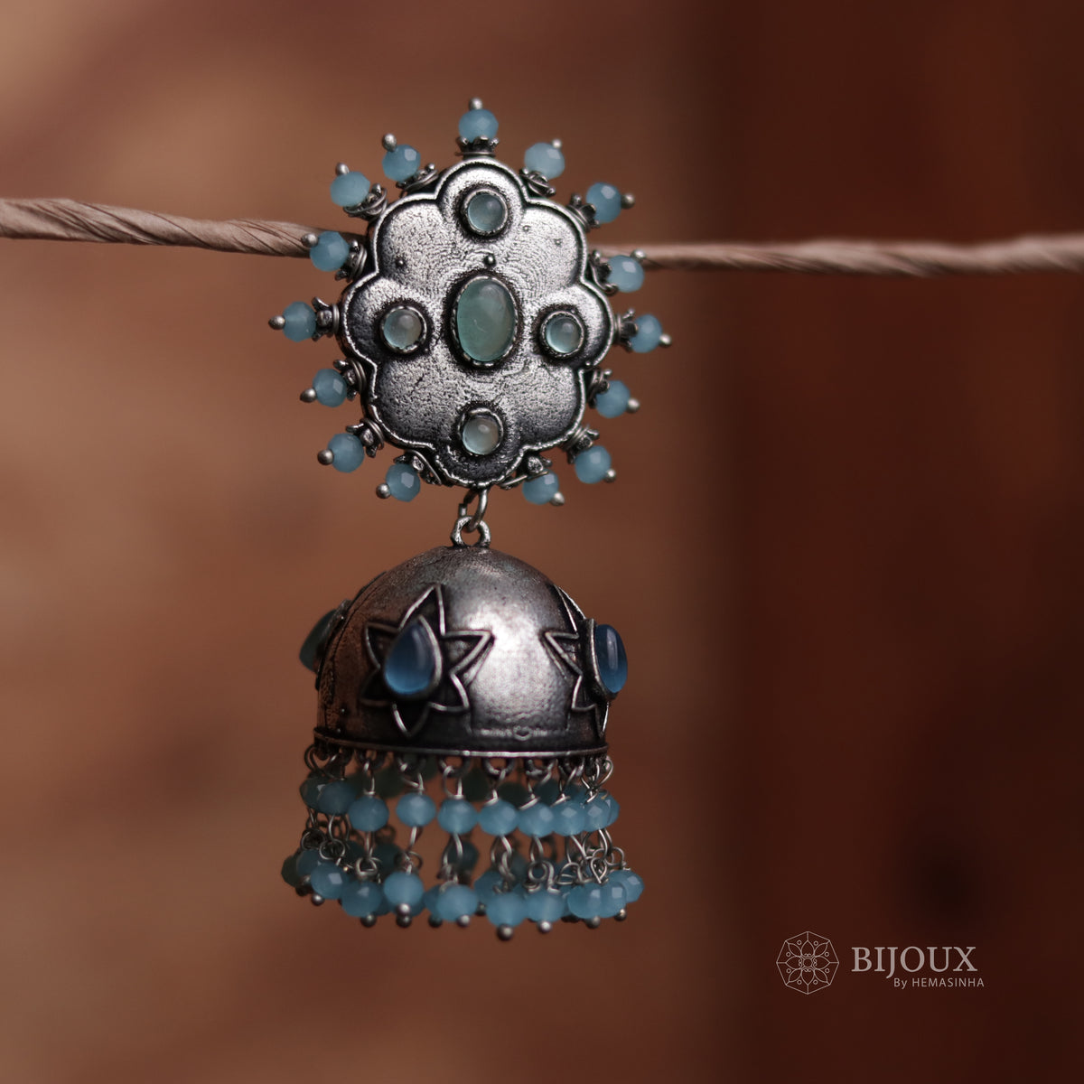 OXIDIZED TWIST SEMI-HANDMADE JHUMKAS ER32