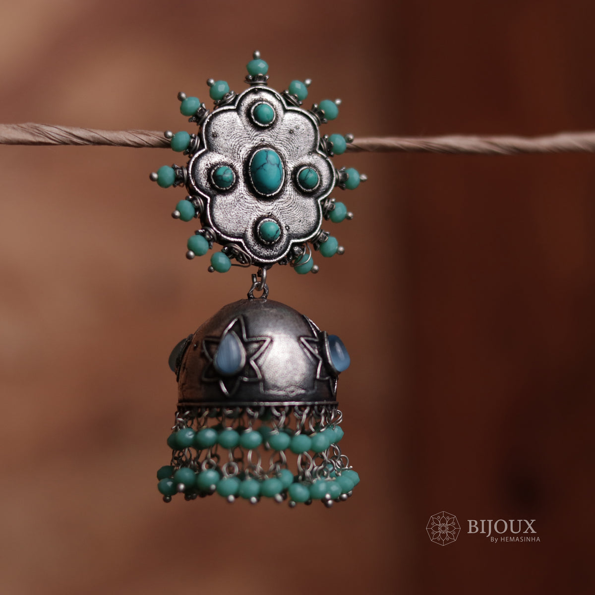 OXIDIZED TWIST SEMI-HANDMADE JHUMKAS ER32