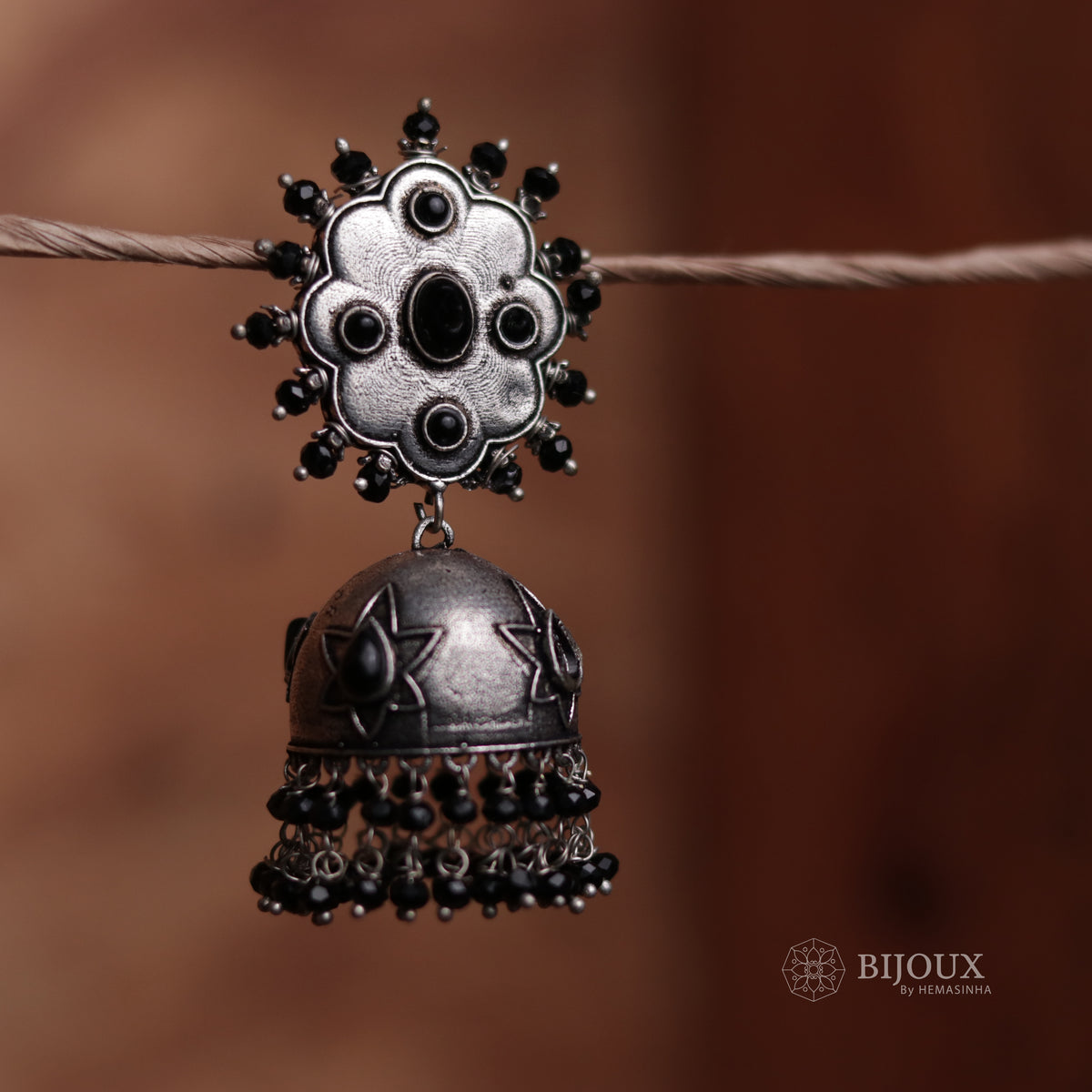 OXIDIZED TWIST SEMI-HANDMADE JHUMKAS ER32