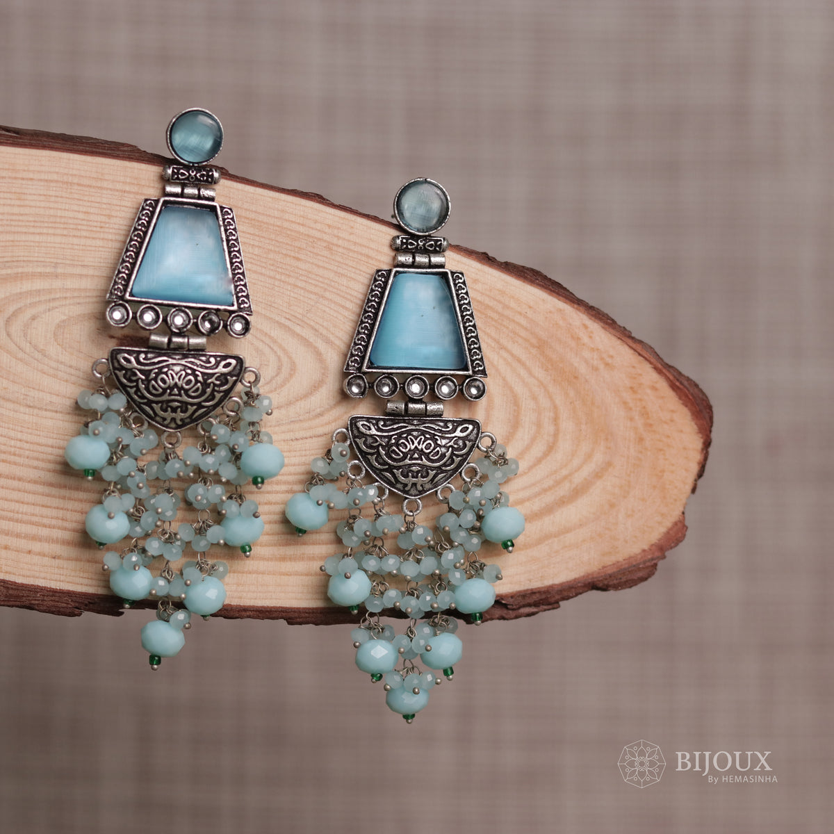 VINTAGE VIBE SEMI-HANDMADE MONALISA STONE  EARRINGS ER34