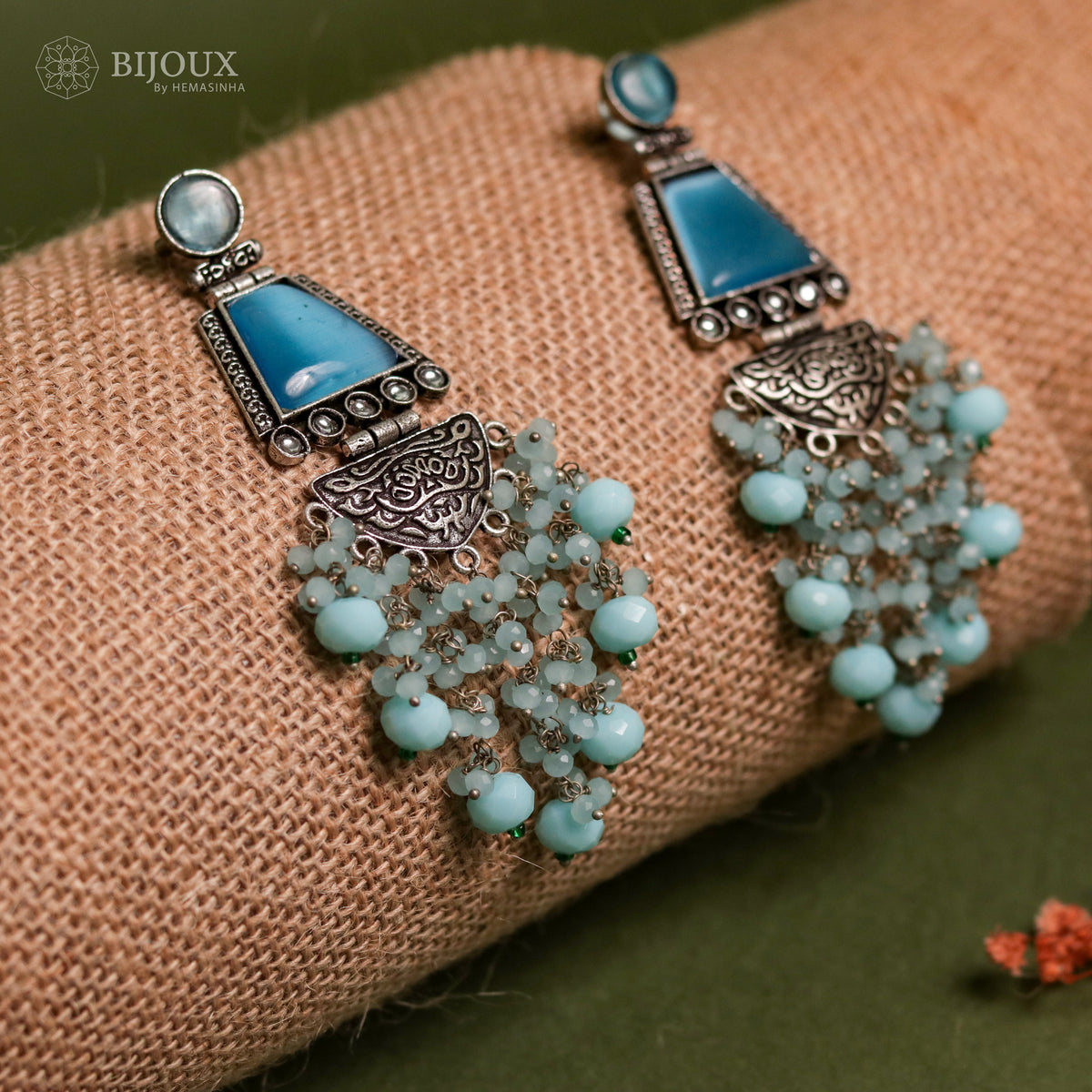 VINTAGE VIBE SEMI-HANDMADE MONALISA STONE  EARRINGS ER34