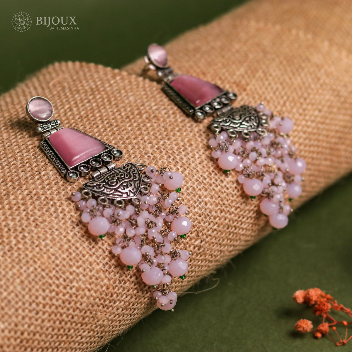 VINTAGE VIBE SEMI-HANDMADE MONALISA STONE  EARRINGS ER34