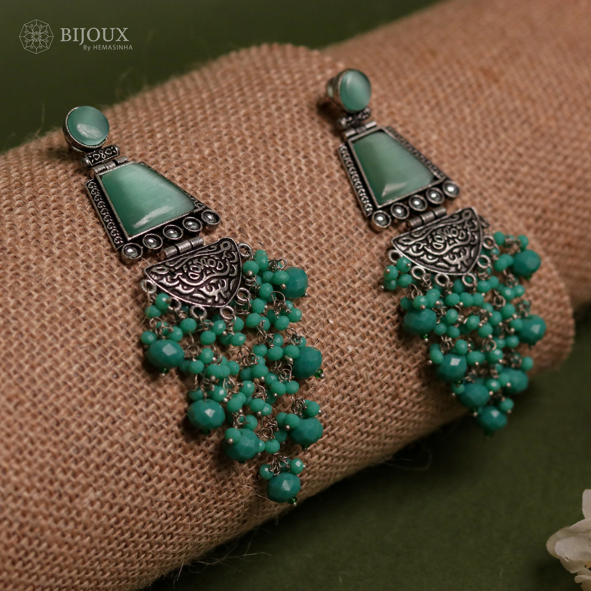 VINTAGE VIBE SEMI-HANDMADE MONALISA STONE  EARRINGS ER34