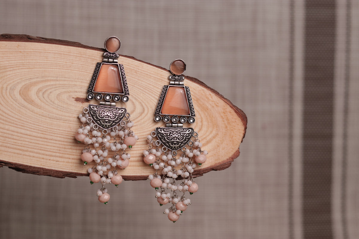 VINTAGE VIBE SEMI-HANDMADE MONALISA STONE  EARRINGS ER34