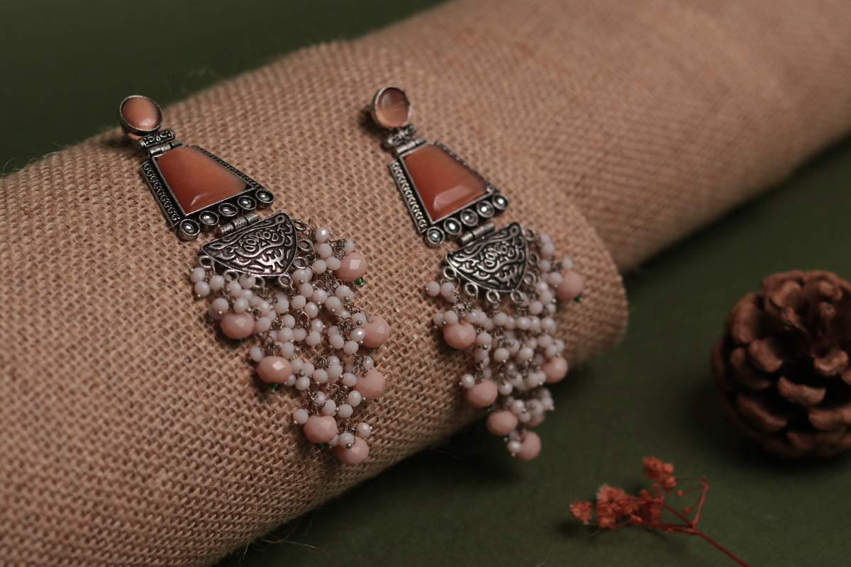 VINTAGE VIBE SEMI-HANDMADE MONALISA STONE  EARRINGS ER34