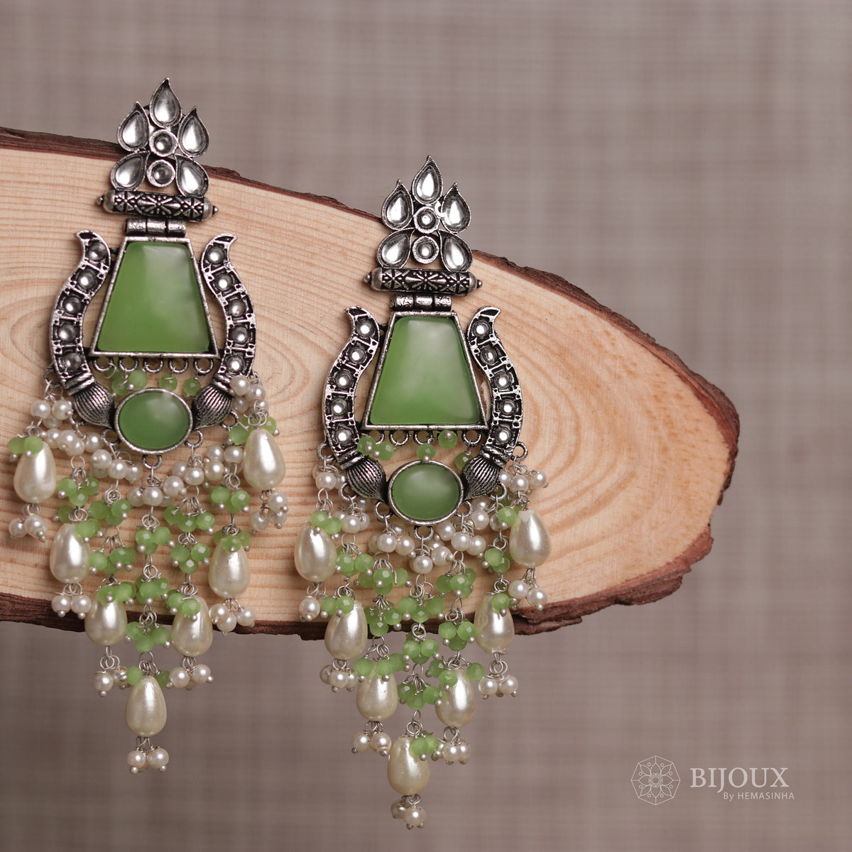 SHREYA CLASSIC SEMI-HANDMADE MONALISA STONE  EARRINGS ER35