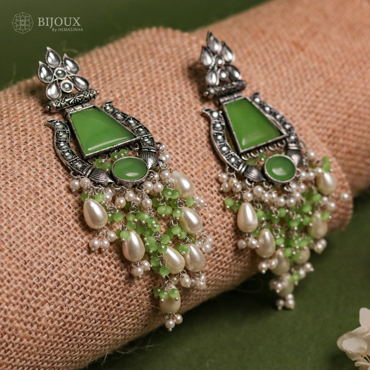 SHREYA CLASSIC SEMI-HANDMADE MONALISA STONE  EARRINGS ER35