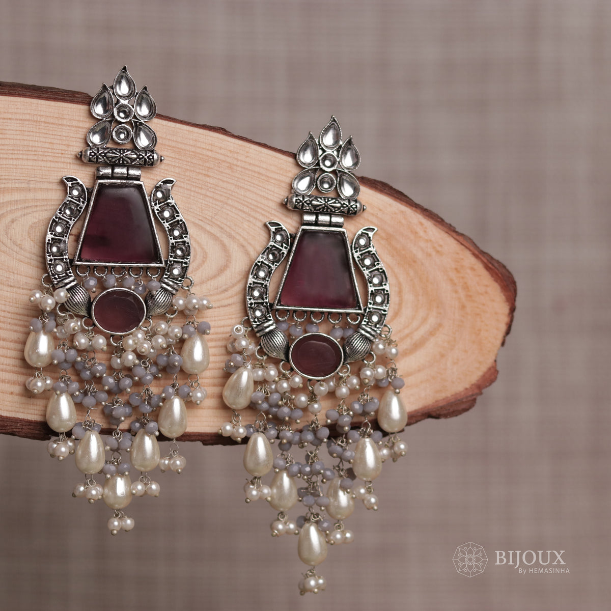 SHREYA CLASSIC SEMI-HANDMADE MONALISA STONE  EARRINGS ER35