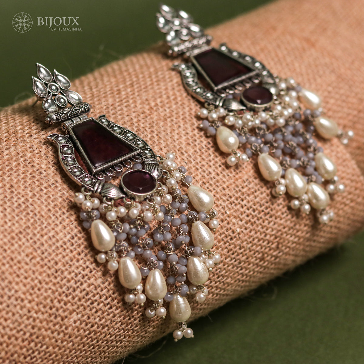 SHREYA CLASSIC SEMI-HANDMADE MONALISA STONE  EARRINGS ER35