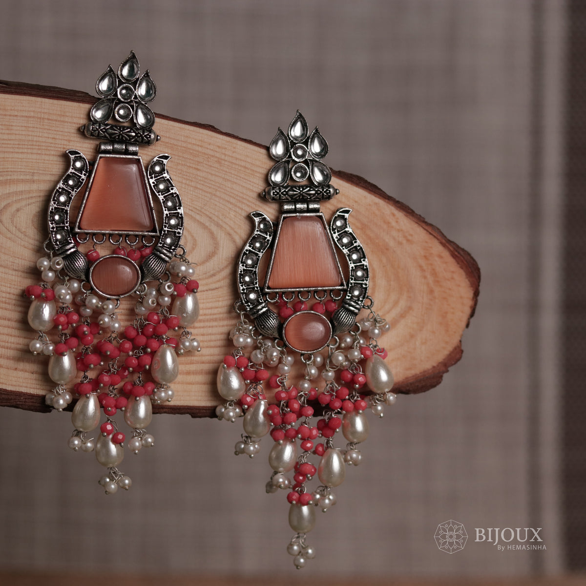 SHREYA CLASSIC SEMI-HANDMADE MONALISA STONE  EARRINGS ER35