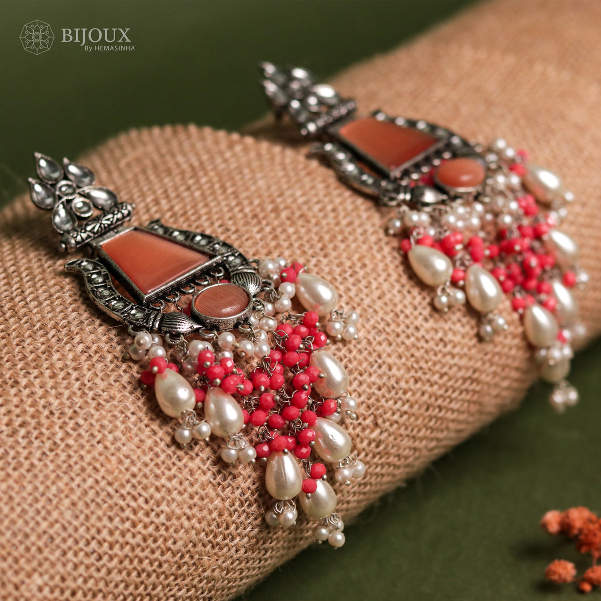 SHREYA CLASSIC SEMI-HANDMADE MONALISA STONE  EARRINGS ER35