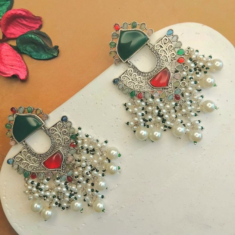 RILEY SEMI HANDMADE OXIDIZED DANGLER EARRING ER374