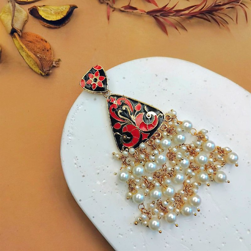 FIONA GOLD TONED MEENAKARI DANGLER / EARRINGS ER445