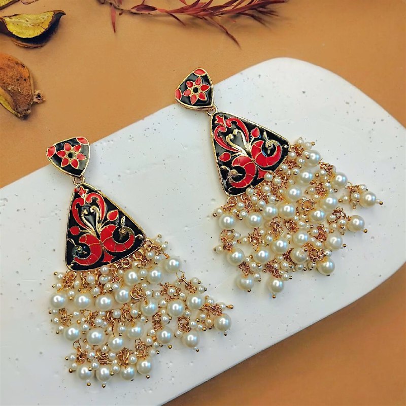 FIONA GOLD TONED MEENAKARI DANGLER / EARRINGS ER445