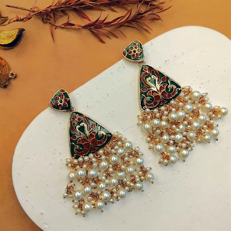 FIONA GOLD TONED MEENAKARI DANGLER / EARRINGS ER445