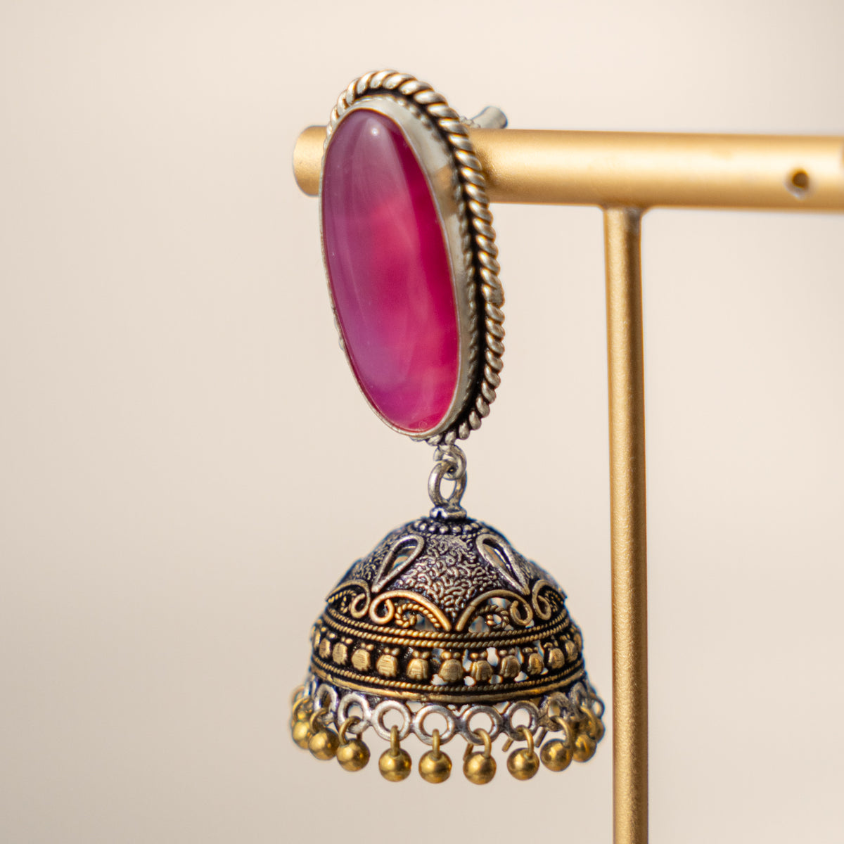 NOAH SEMI HANDMADE OXIDIZED AND NATURAL STONE JHUMKAS/EARRINGS ER471