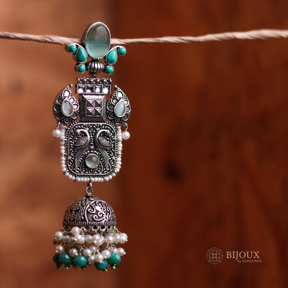 ANTIQUE ELEGANCE OXIDIZED SEMI HANDMADE JHUMKAS ER58