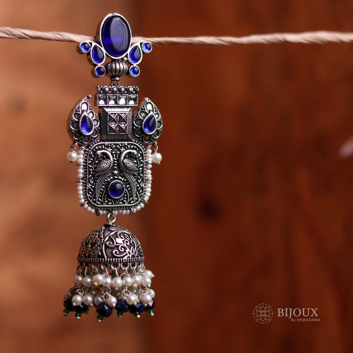 ANTIQUE ELEGANCE OXIDIZED SEMI HANDMADE JHUMKAS ER58