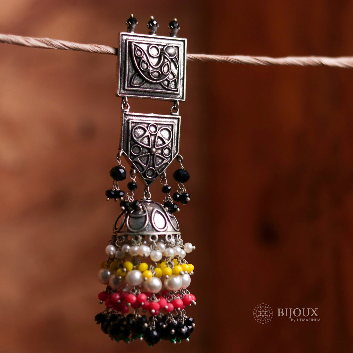 TRADITIONAL TWIST OXIDIZED JHUMKAS ER59