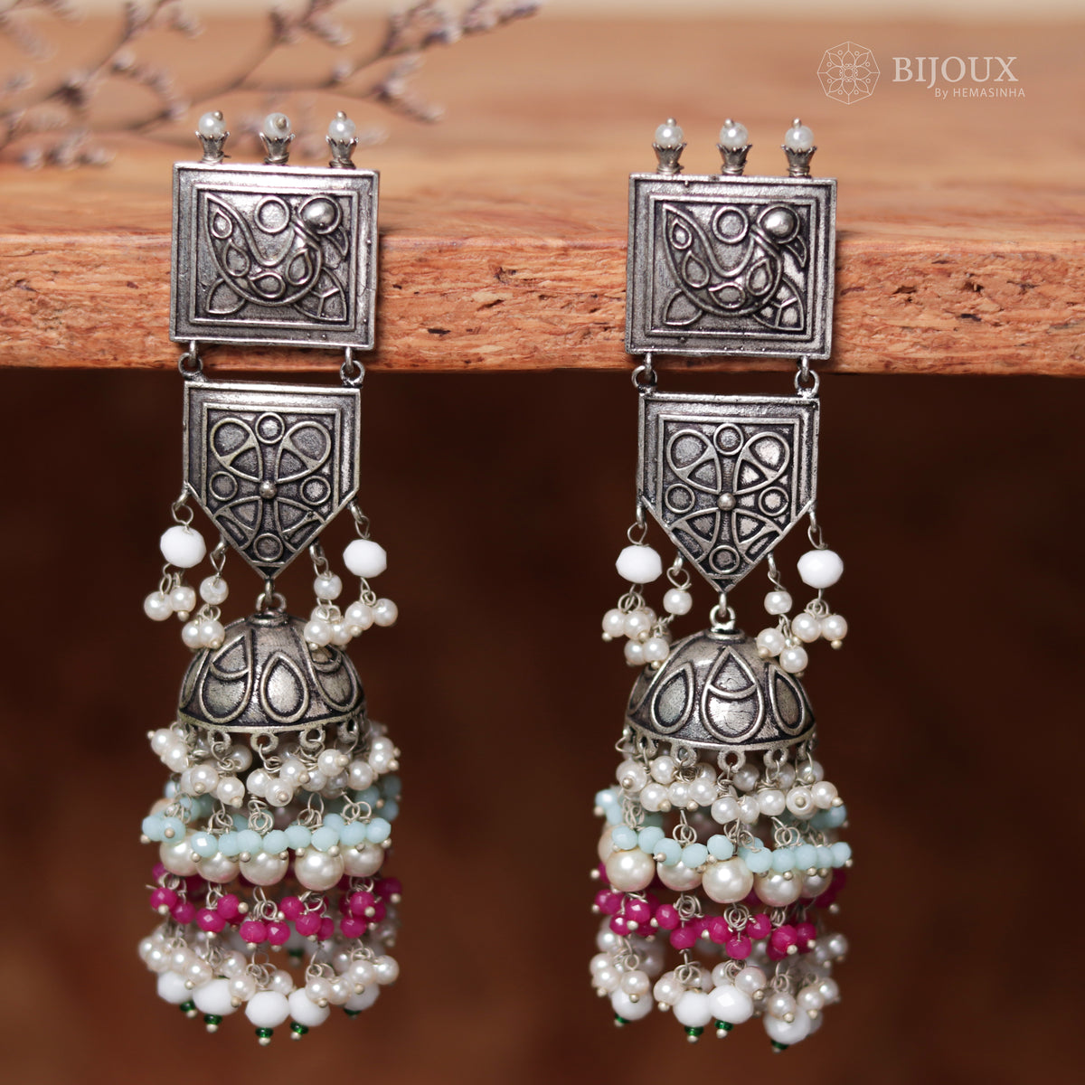 TRADITIONAL TWIST OXIDIZED JHUMKAS ER59