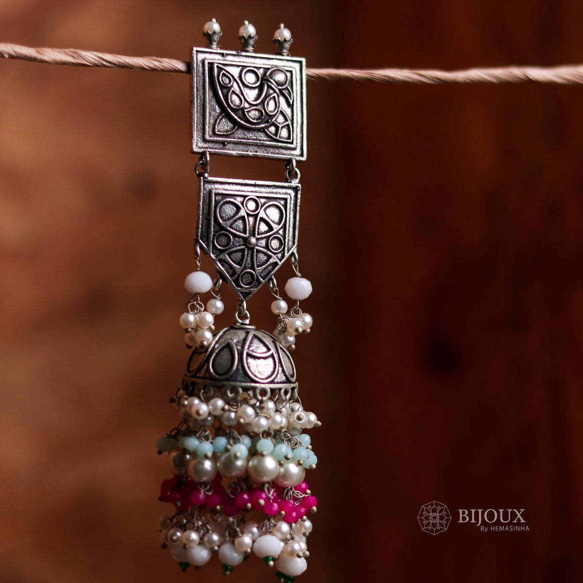 TRADITIONAL TWIST OXIDIZED JHUMKAS ER59