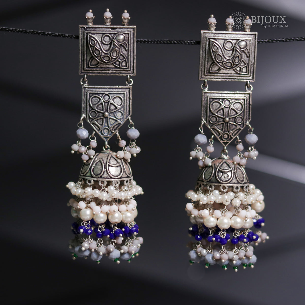 TRADITIONAL TWIST OXIDIZED JHUMKAS ER59