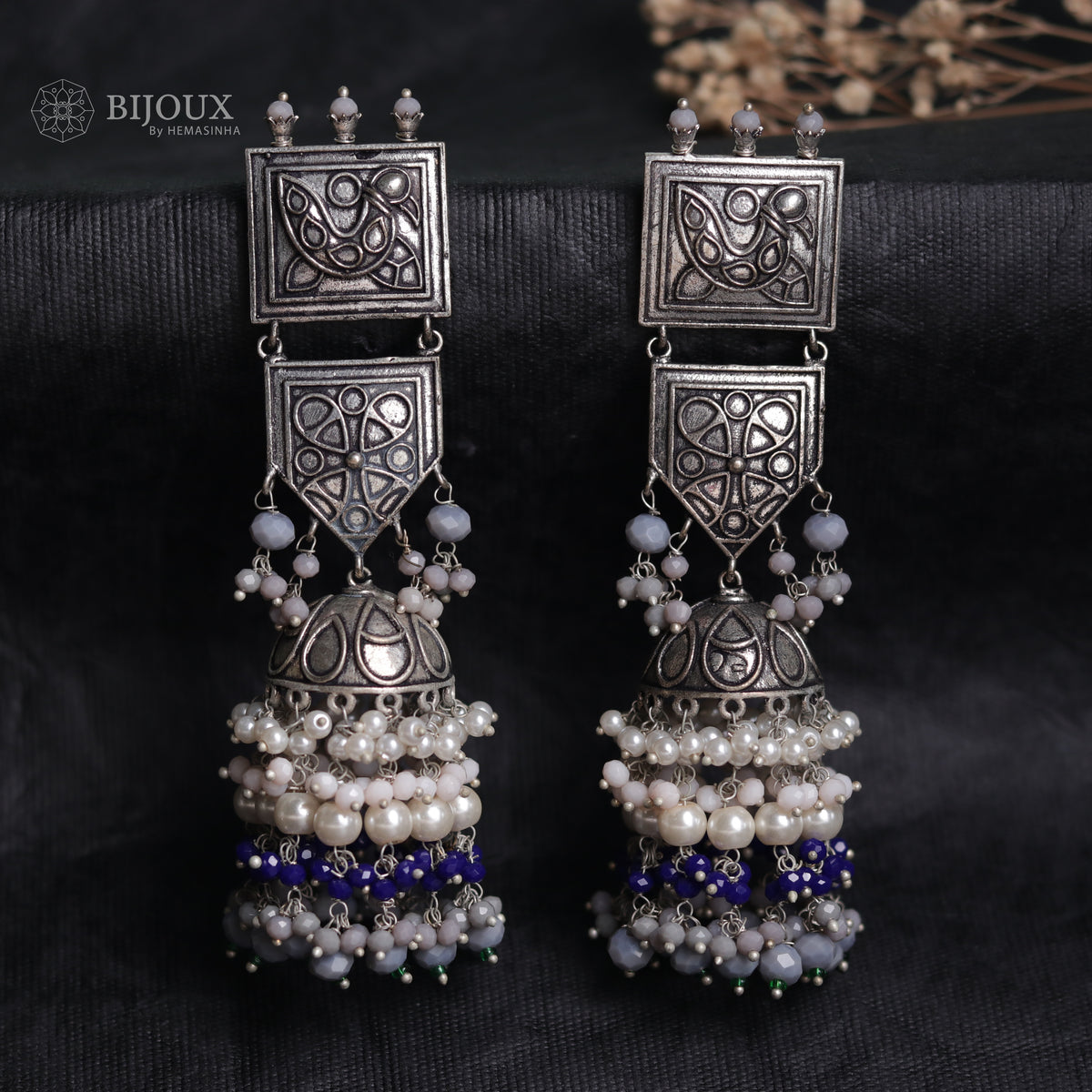 TRADITIONAL TWIST OXIDIZED JHUMKAS ER59