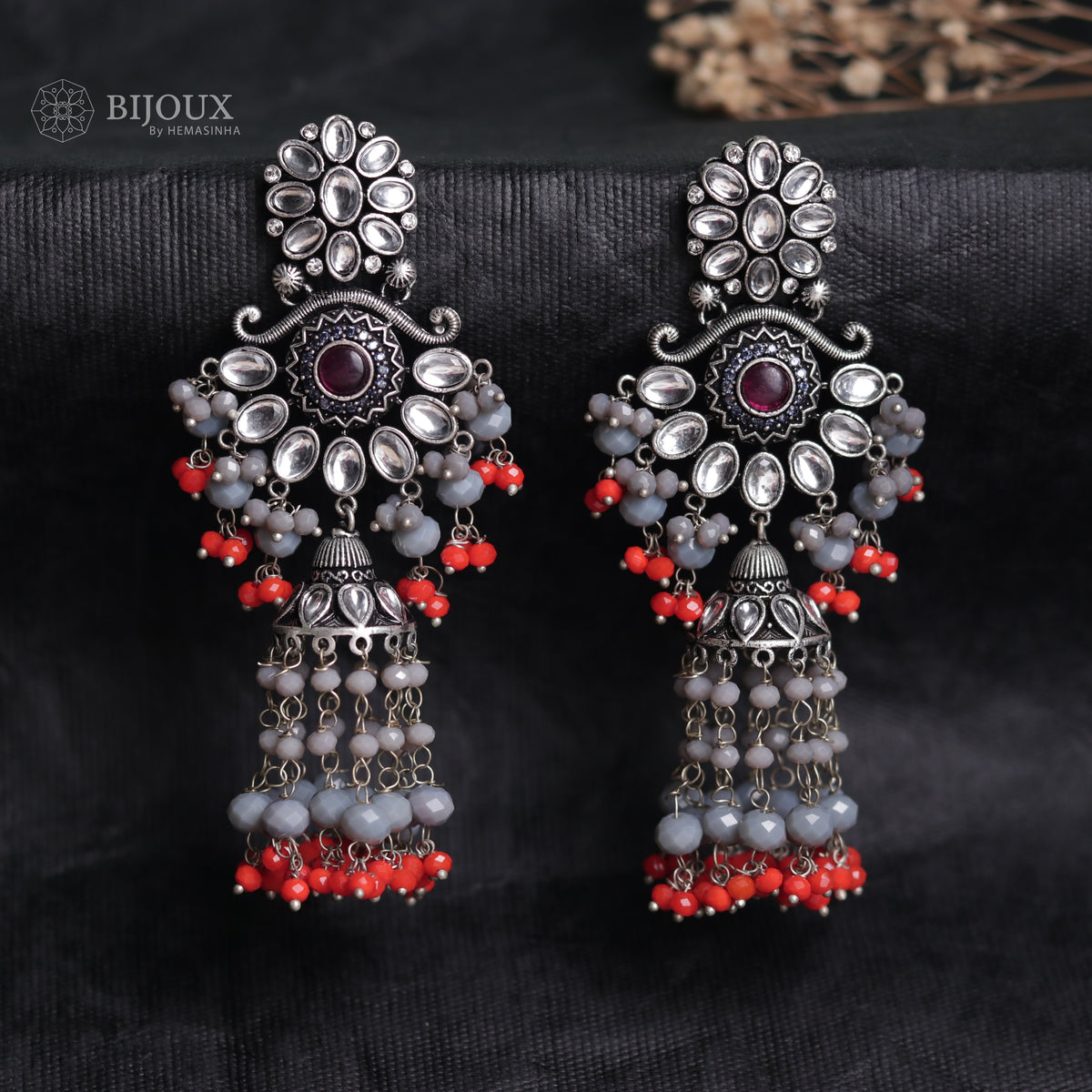 REGAL RUST OXIDIZED SEMI HANDMADE JHUMKAS ER60