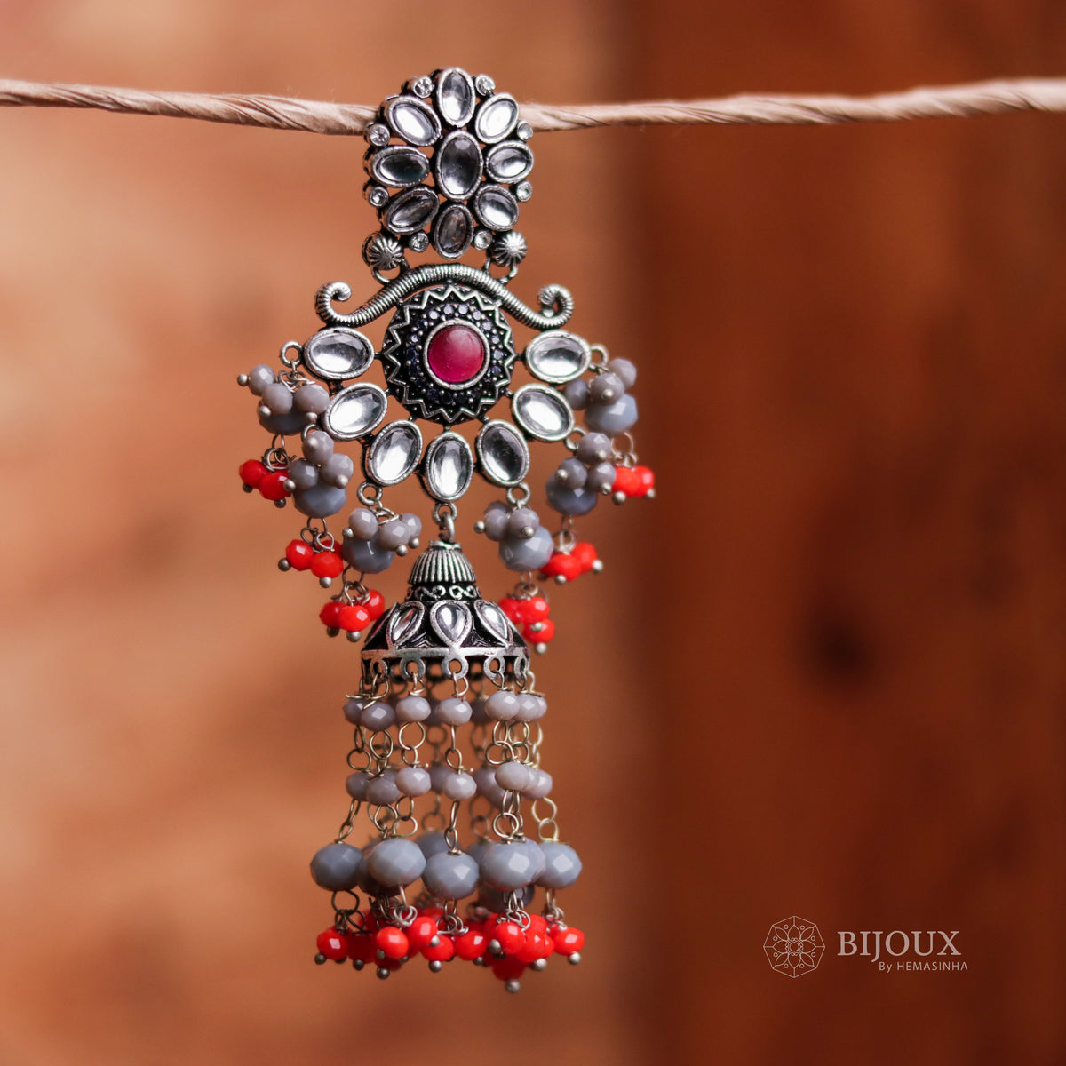 REGAL RUST OXIDIZED SEMI HANDMADE JHUMKAS ER60