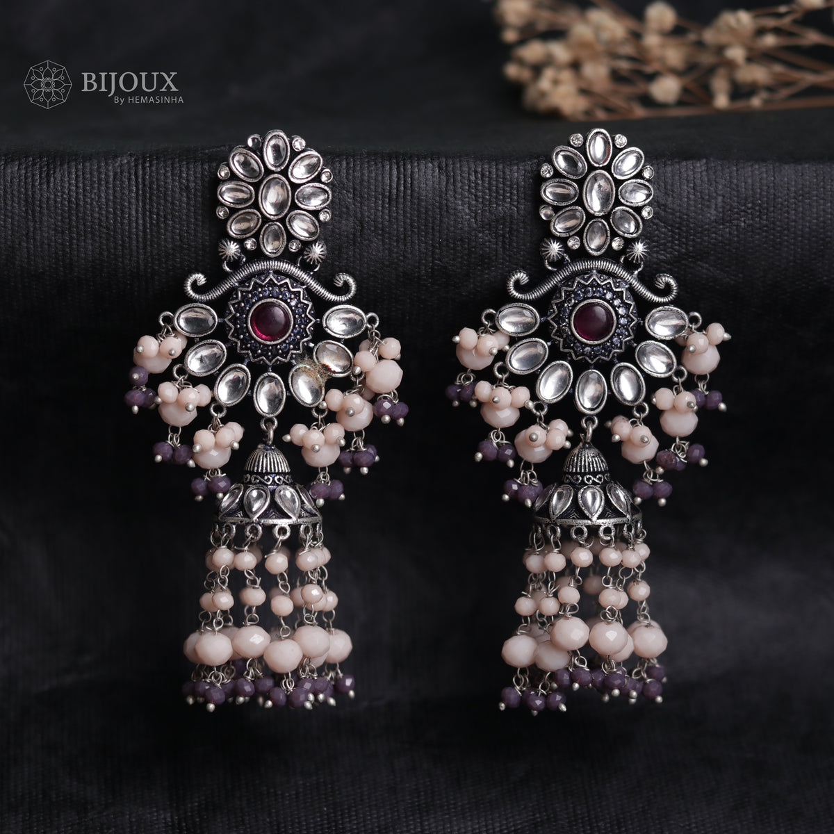 REGAL RUST OXIDIZED SEMI HANDMADE JHUMKAS ER60