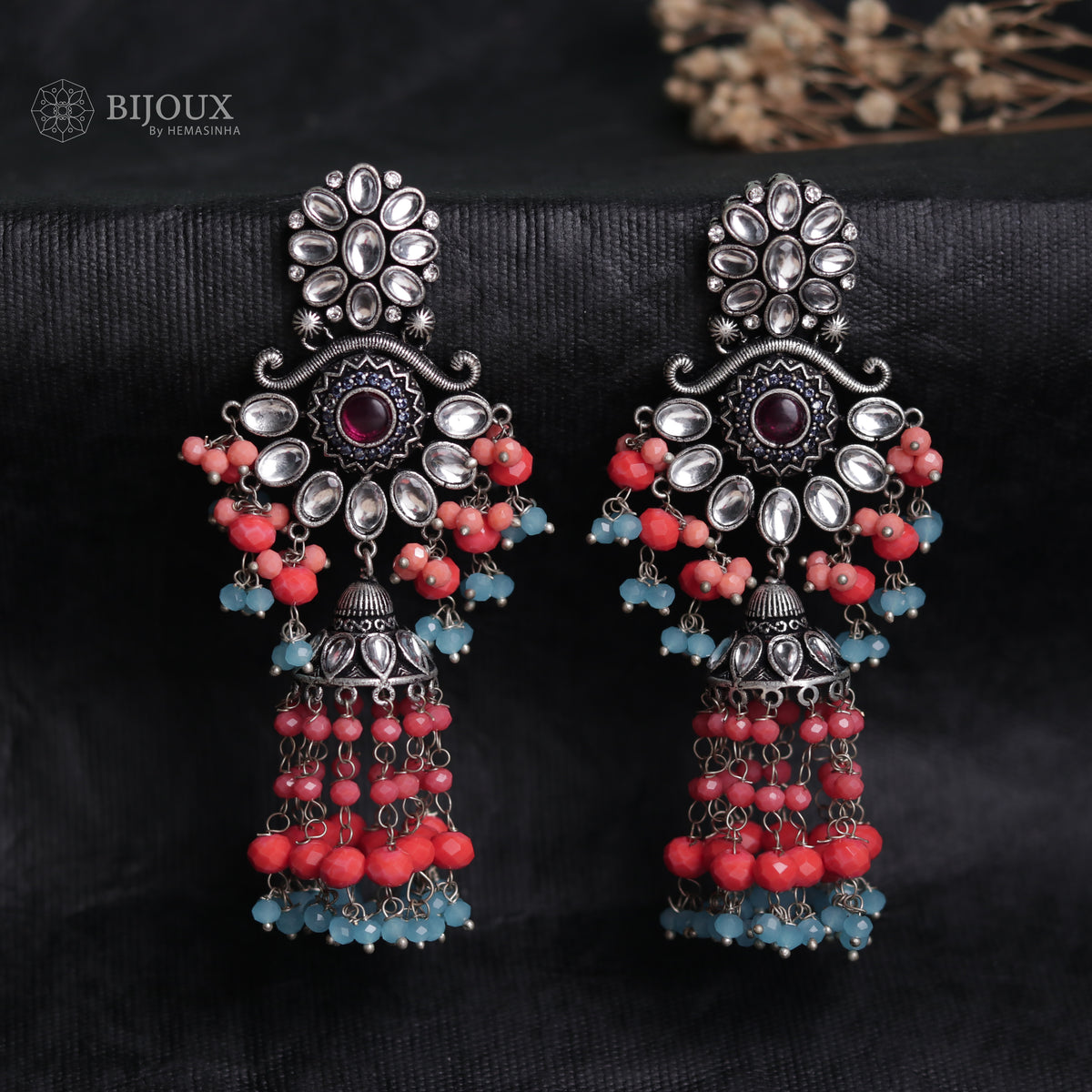 REGAL RUST OXIDIZED SEMI HANDMADE JHUMKAS ER60