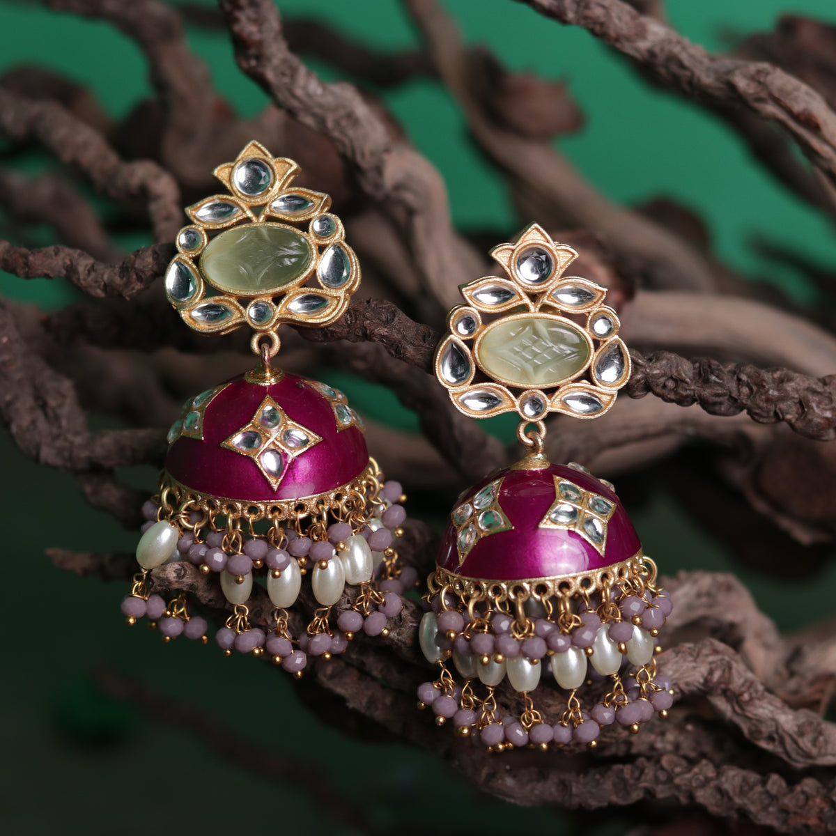 BEADED HANDMADE MELODY HANDMADE HAND HAMMERED JHUMKAS  ER63
