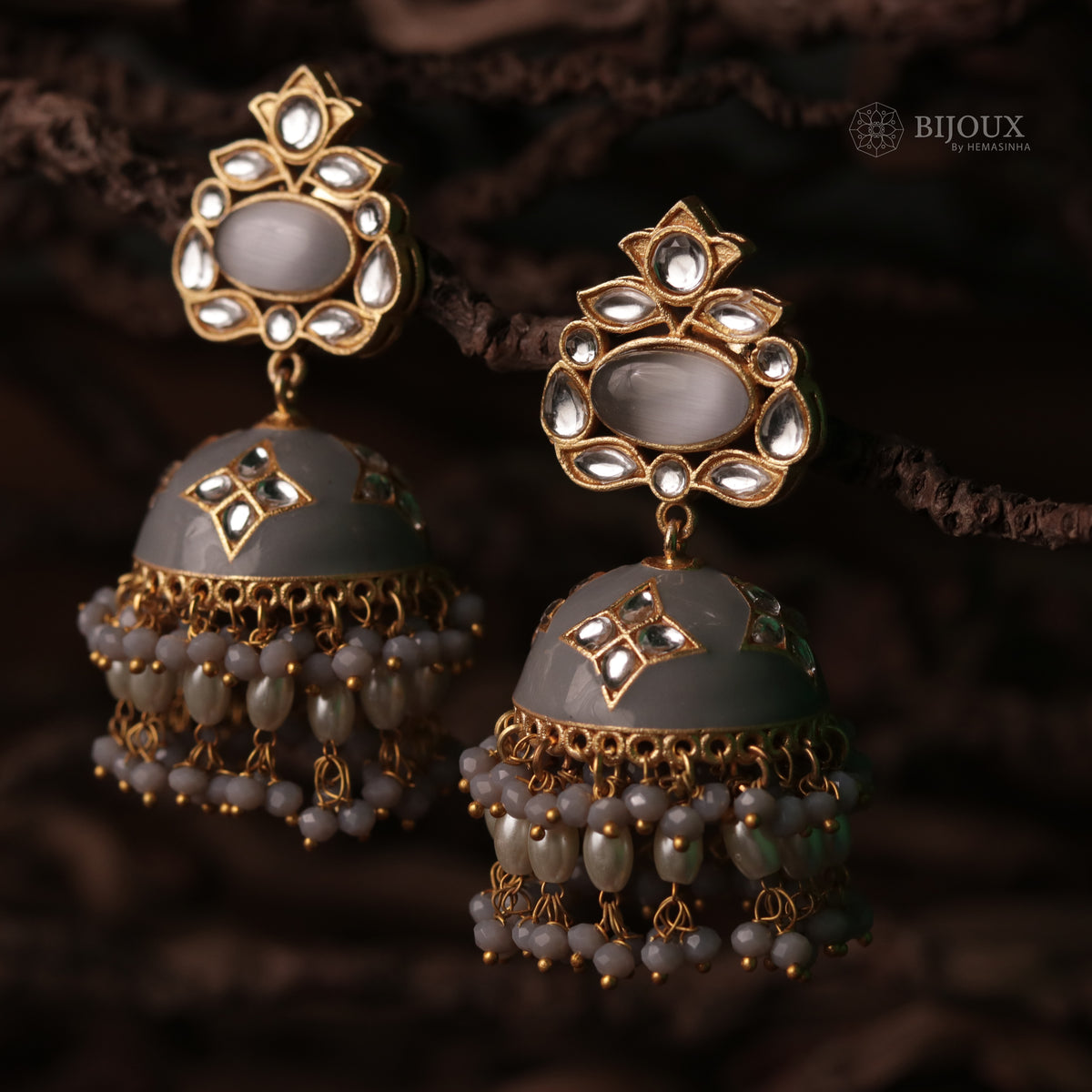 BEADED HANDMADE MELODY HANDMADE HAND HAMMERED JHUMKAS  ER63