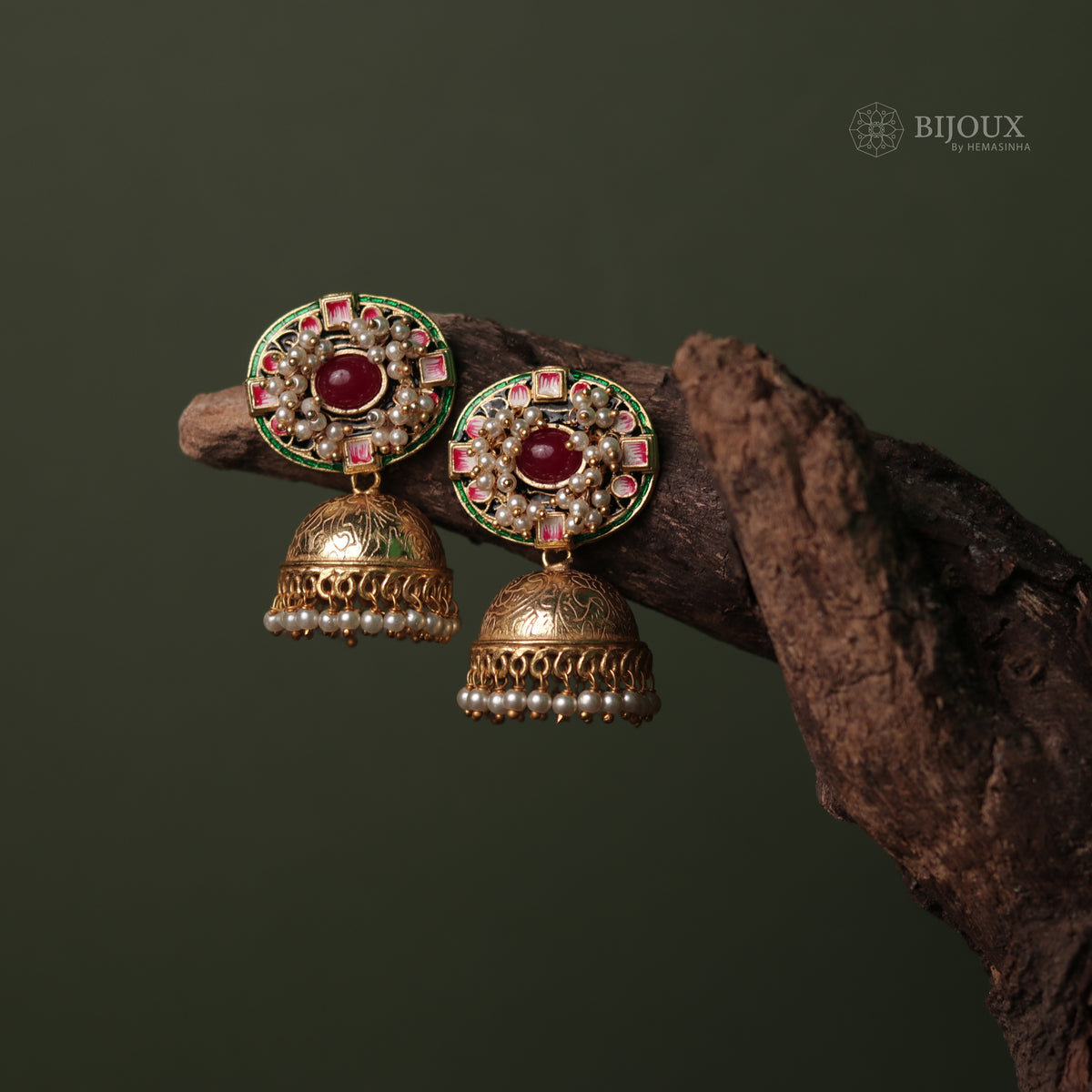 TANYA OVAL MIRAGE HANDMADE AND HANDPAINTED JHUMKAS ER64