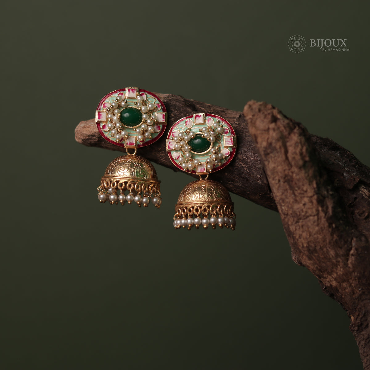 TANYA OVAL MIRAGE HANDMADE AND HANDPAINTED JHUMKAS ER64