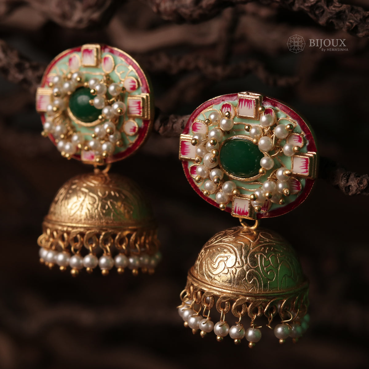 TANYA OVAL MIRAGE HANDMADE AND HANDPAINTED JHUMKAS ER64