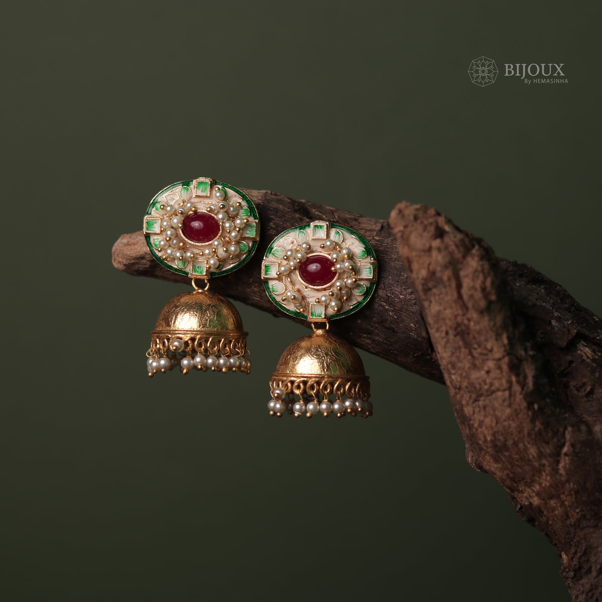 TANYA OVAL MIRAGE HANDMADE AND HANDPAINTED JHUMKAS ER64
