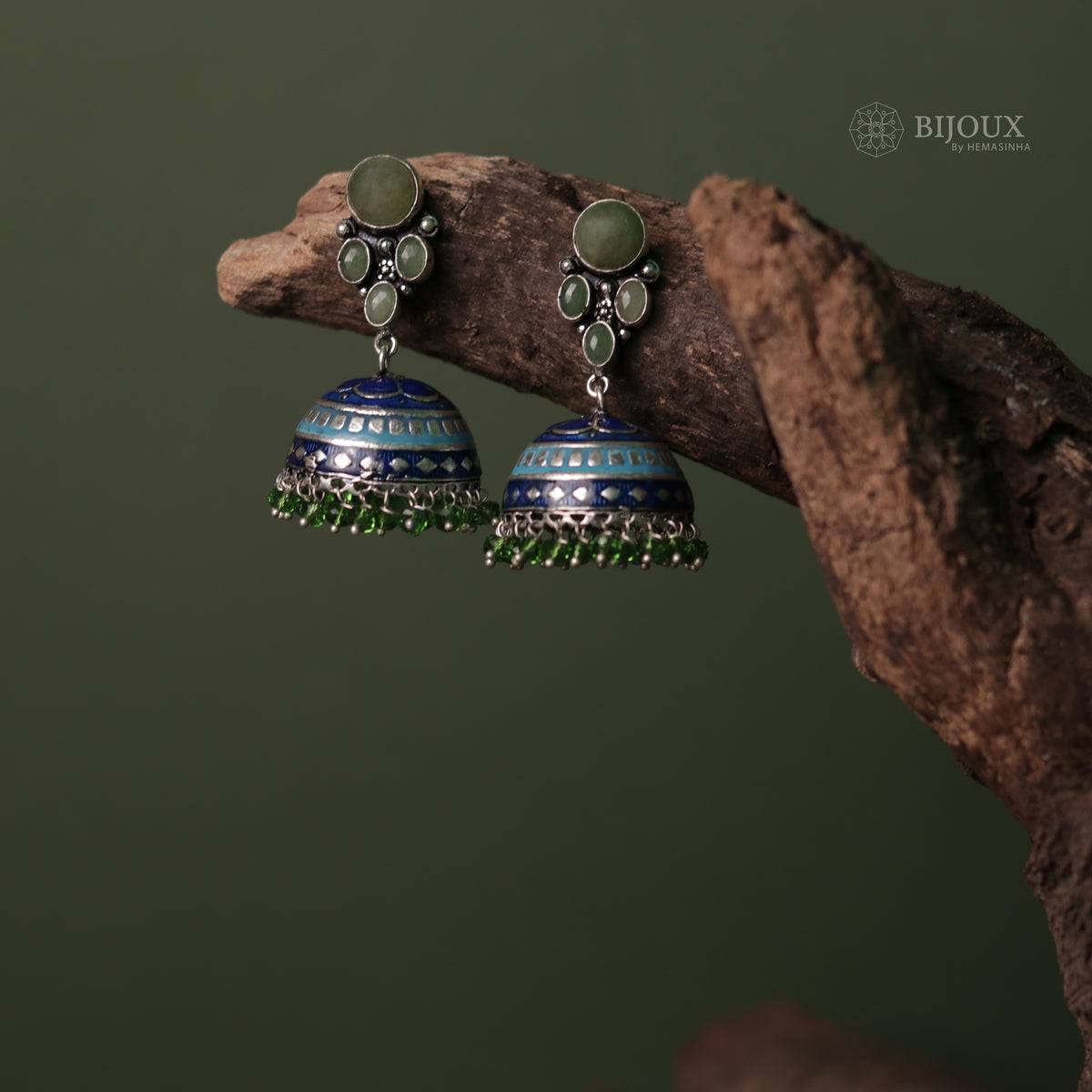 ILLEANA STONE STUDDED HANDPAINTED HANDMADE AMARPALI INSPIRED JHUMKAS ER65
