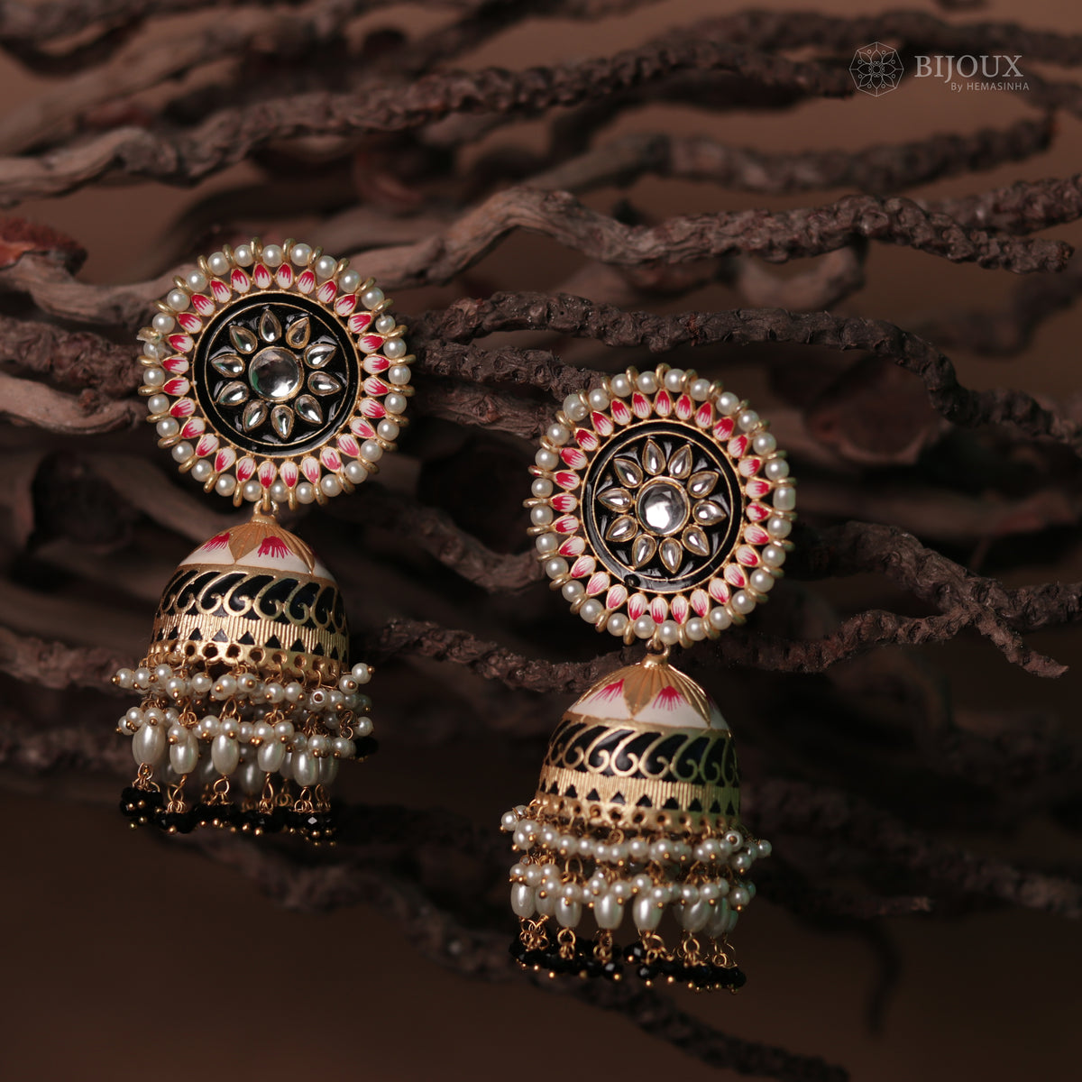 SUNNY SERENITY ETHNIC MEENAKARI SEMI HANDMADE JHUMKAS ER68