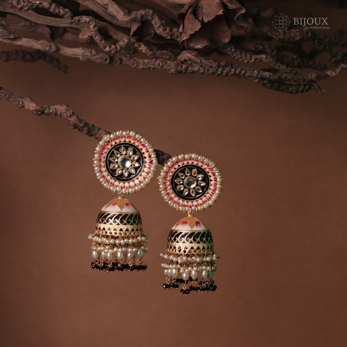 SUNNY SERENITY ETHNIC MEENAKARI SEMI HANDMADE JHUMKAS ER68